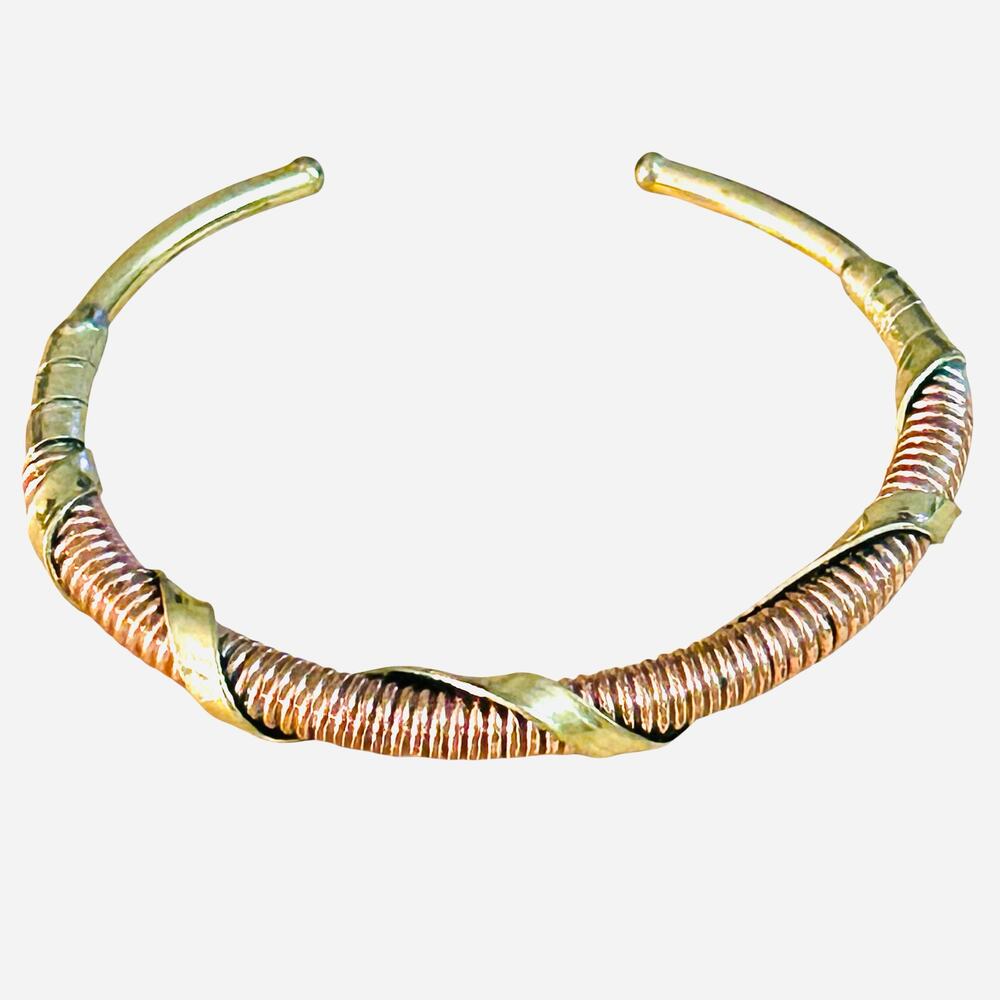 Vintage 1980s Bedouin Style Bracelet Unisex Copper Cuff Twist